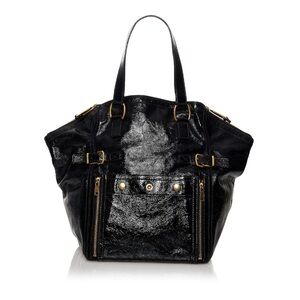 Saint Laurent black Downtown Patent Leather Tote Bag
